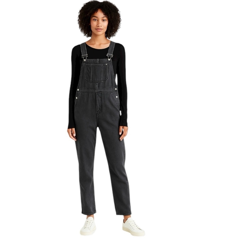 Free People Black Denim Overalls